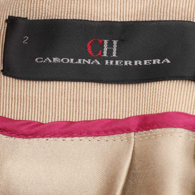 Pre Owned CH Carolina Herrera Beige/Purple Silk Midi Skirt S