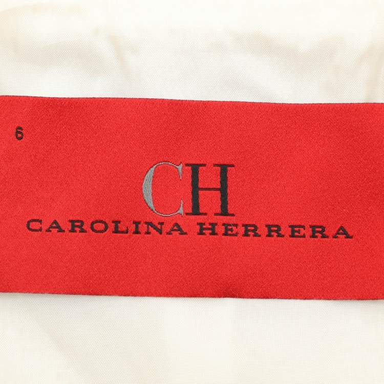 Pre Owned CH Carolina Herrera White Tweed Double Breasted Blazer M