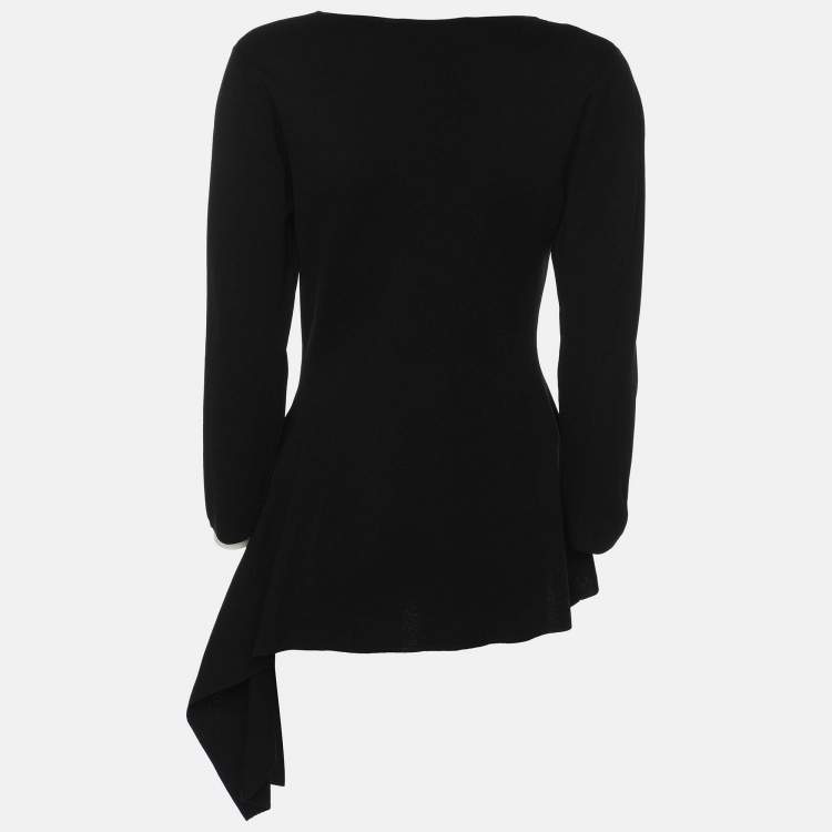 Pre Owned CH Carolina Herrera Black Knit Fabric Top XS