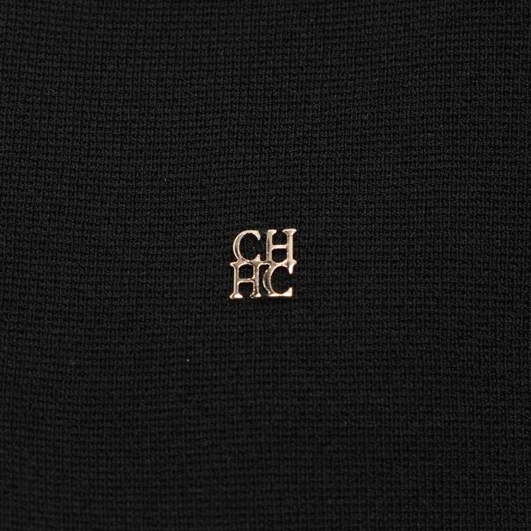 Pre Owned CH Carolina Herrera Black Knit Fabric Top XS