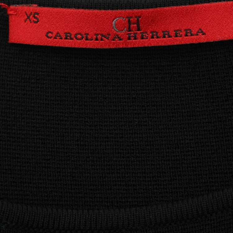 Pre Owned CH Carolina Herrera Black Knit Fabric Top XS
