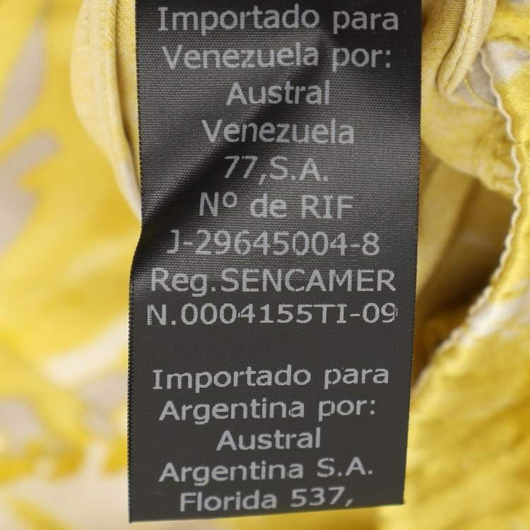 Pre Owned CH Carolina Herrera Yellow Printed Silk Strapelss Long Dress S