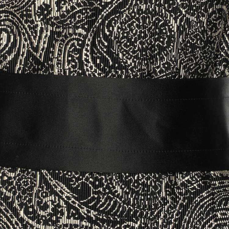 Pre Owned CH Carolina Herrera Monochrome Jacquard Fabric Midi Sleeveless Dress M