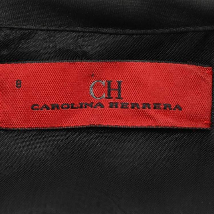 Pre Owned CH Carolina Herrera Monochrome Jacquard Fabric Midi Sleeveless Dress M