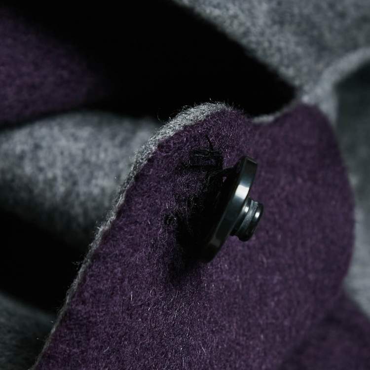 Pre Owned CH Carolina Herrera Purple/Grey Wool Reversible Mid-Length Coat XS
