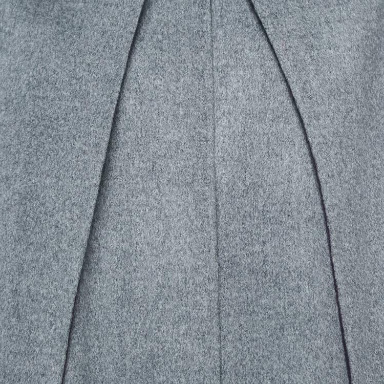 Pre Owned CH Carolina Herrera Purple/Grey Wool Reversible Mid-Length Coat XS