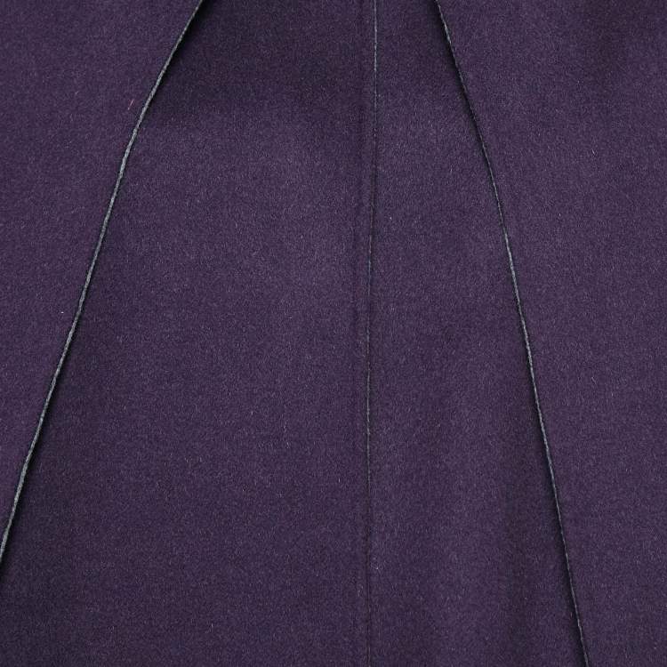 Pre Owned CH Carolina Herrera Purple/Grey Wool Reversible Mid-Length Coat XS