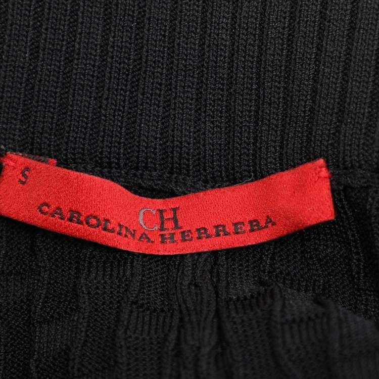 Pre Owned CH Carolina Herrera Black Knit Wide Leg Pant S