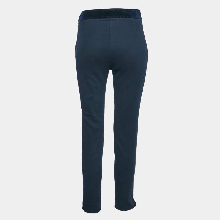 Pre Owned CH Carolina Herrera Navy Blue Gabardine Cotton Pants S