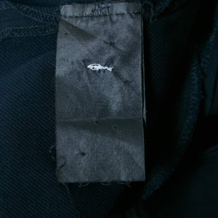 Pre Owned CH Carolina Herrera Navy Blue Gabardine Cotton Pants S