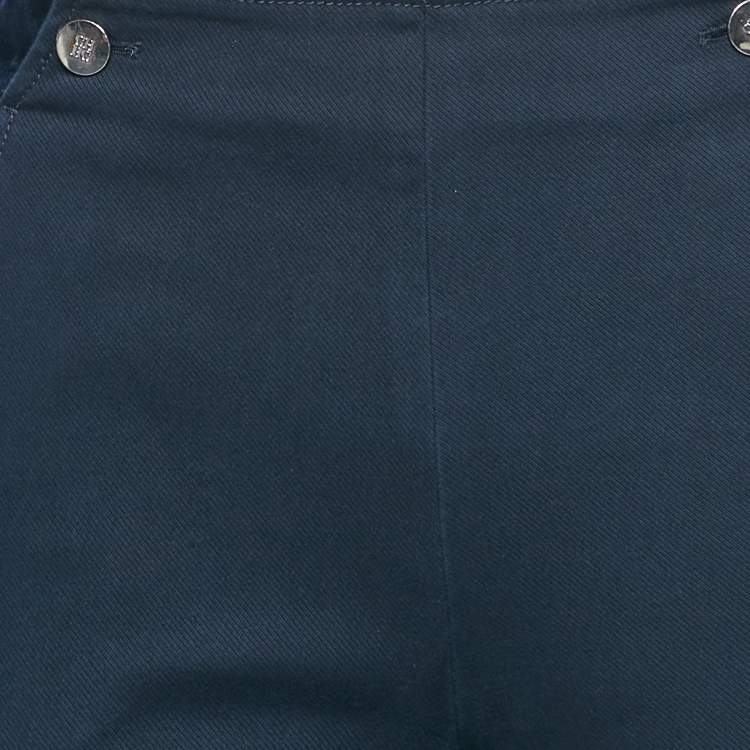 Pre Owned CH Carolina Herrera Navy Blue Gabardine Cotton Pants S