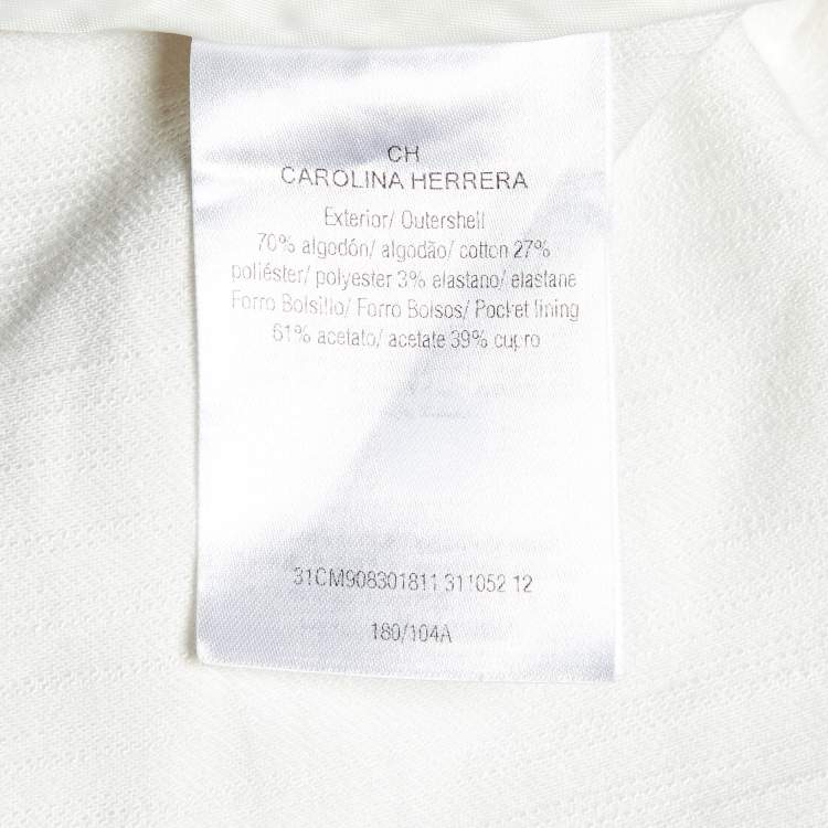 Pre Owned CH Carolina Herrera White Cotton Belted Midi Dress L