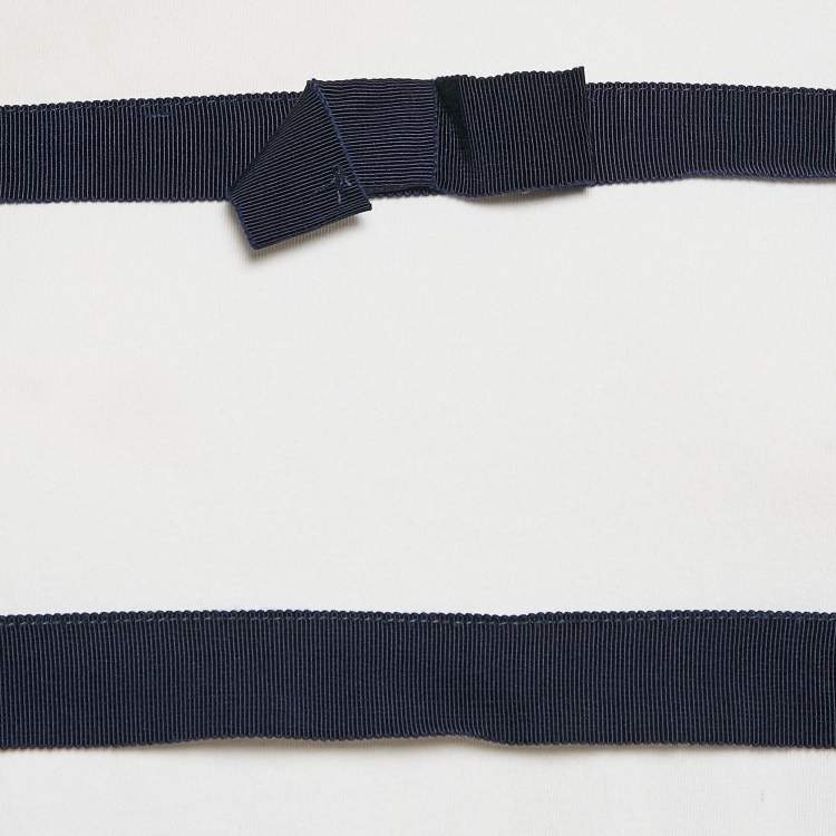 Pre Owned CH Carolina Herrera White/Blue Striped Cotton Bow Details T-Shirt S