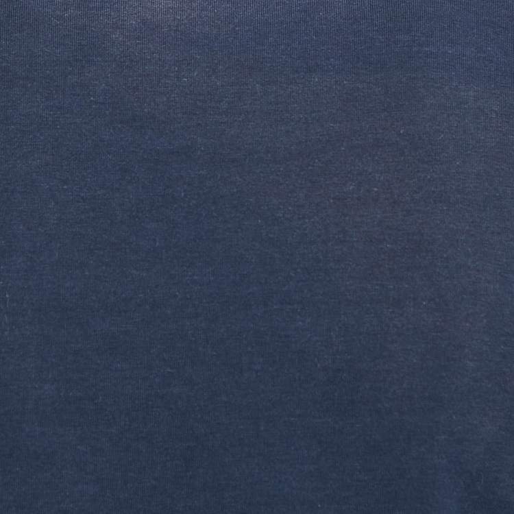Pre Owned CH Carolina Herrera Navy Blue Logo Embroidered Cotton T-Shirt M 