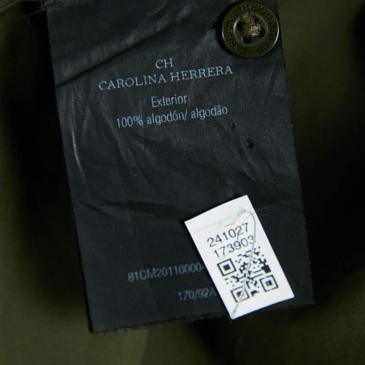 Pre Owned CH Carolina Herrera Olive Green Cotton Drawstring Asymmetric Tunic M