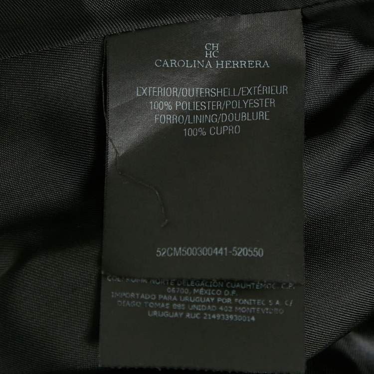 Pre Owned CH Carolina Herrera Black Textured Jacquard Double Breasted Coat XS