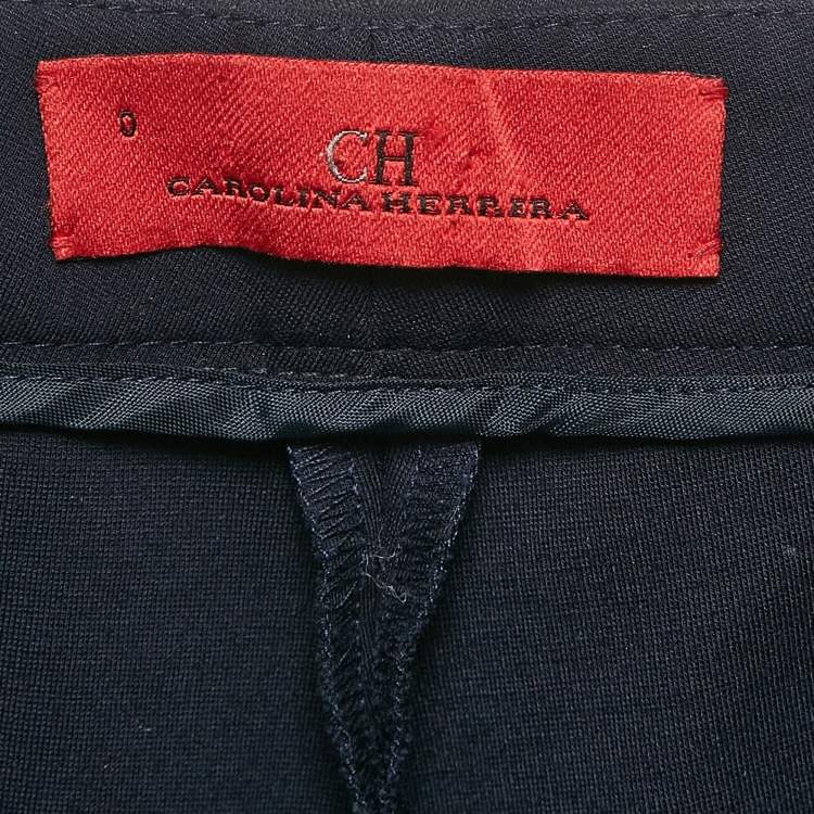 Pre Owned CH Carolina Herrera Navy Blue Knit Pants XS
