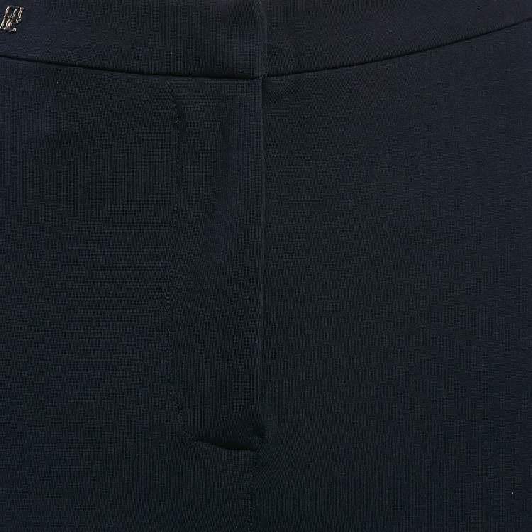 Pre Owned CH Carolina Herrera Navy Blue Knit Pants XS