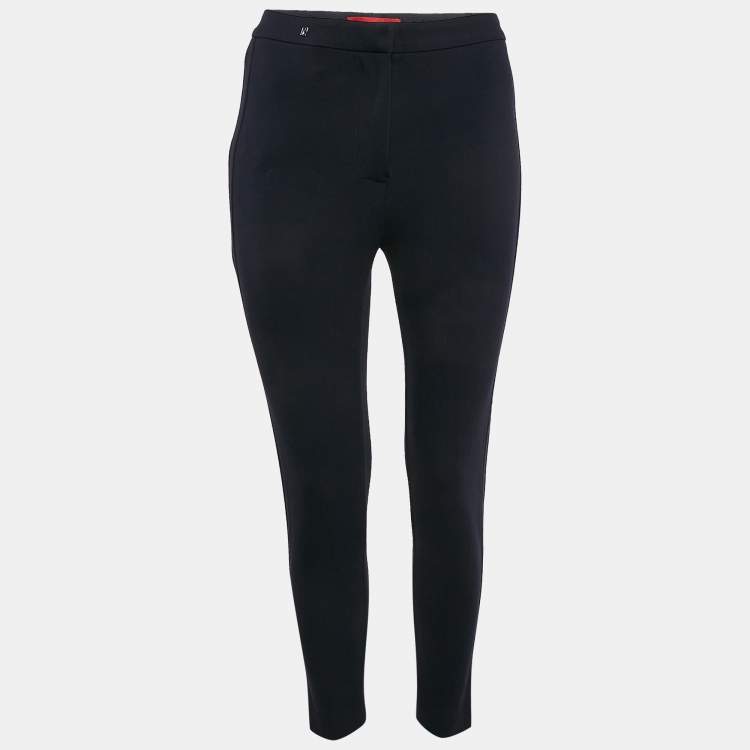 Pre Owned CH Carolina Herrera Navy Blue Knit Pants XS