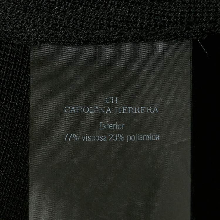 Pre Owned CH Carolina Herrera Black Stretch Knit Ruffled Pencil Skirt XS