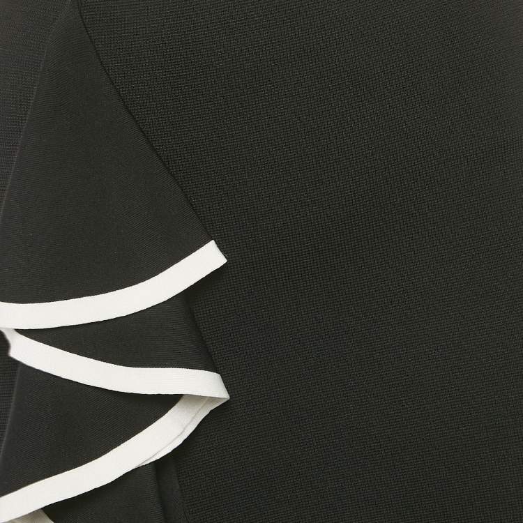Pre Owned CH Carolina Herrera Black Stretch Knit Ruffled Pencil Skirt XS