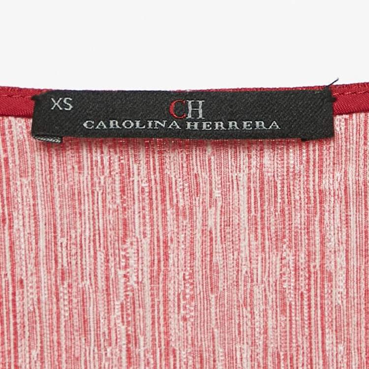 Pre Owned CH Carolina Herrera Red Floral Print Crepe Mini Dress XS