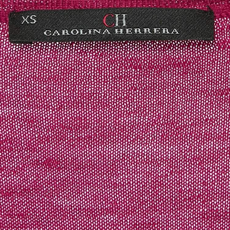 Pre Owned CH Carolina Herrera Pink Wool V-Neck Sweater XS