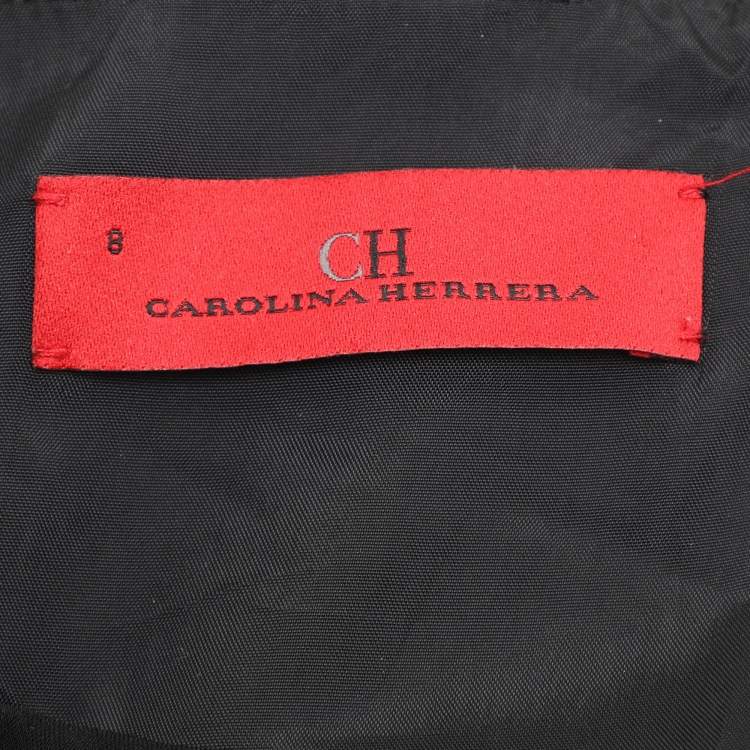 Pre Owned CH Carolina Herrera Black/White Crepe Ruffle Detail Sleeveless Maxi Dress M