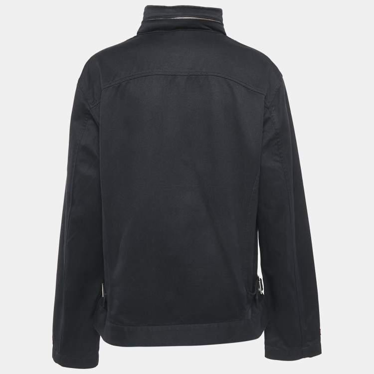 Pre Owned CH Carolina Herrera Black/Red Cotton Hooded Zip Up Jacket L
