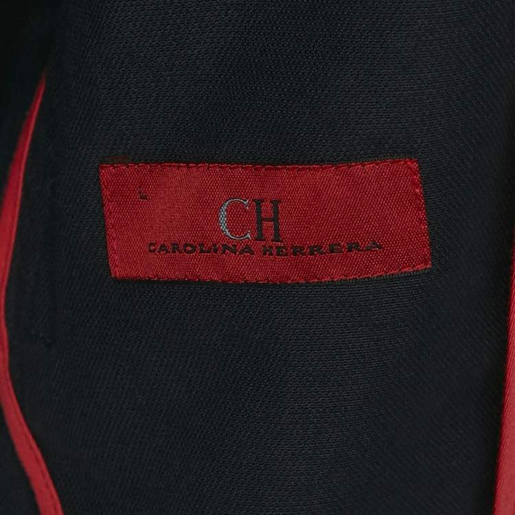 Pre Owned CH Carolina Herrera Black/Red Cotton Hooded Zip Up Jacket L