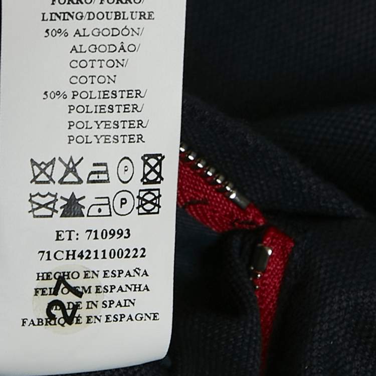 Pre Owned CH Carolina Herrera Black/Red Cotton Hooded Zip Up Jacket L