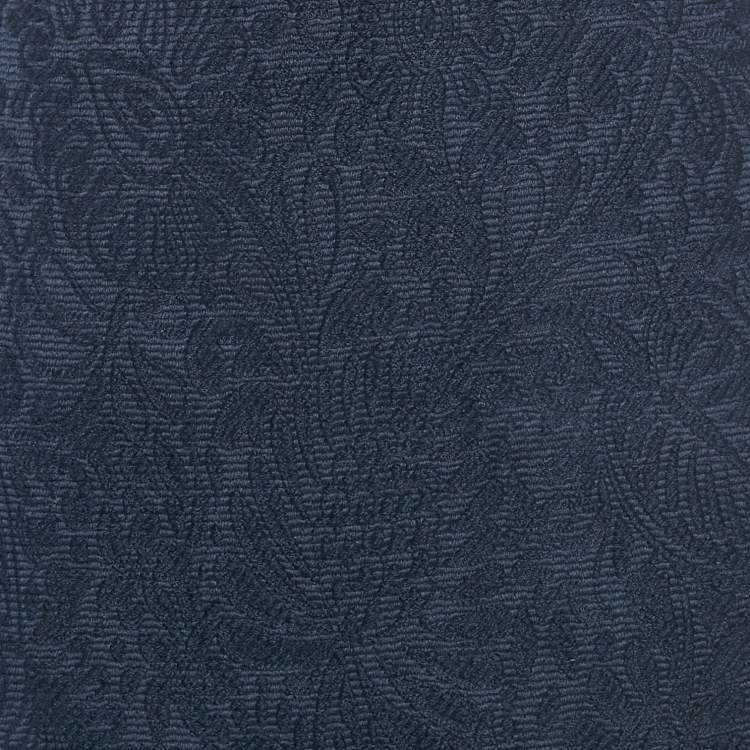 Pre Owned CH Carolina Herrera Navy Blue Jacquard Wool Short Skirt M