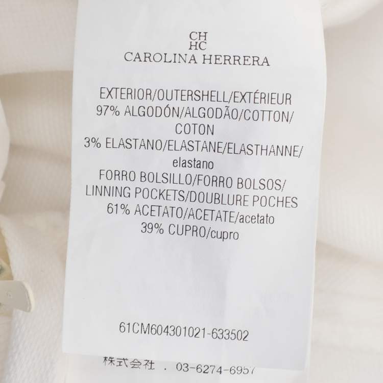 Pre Owned CH Carolina Herrera White Cotton Blend Side Tape Trousers M