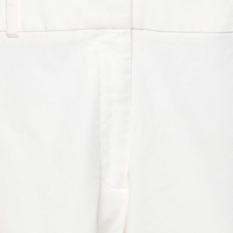 Pre Owned CH Carolina Herrera White Cotton Blend Side Tape Trousers M