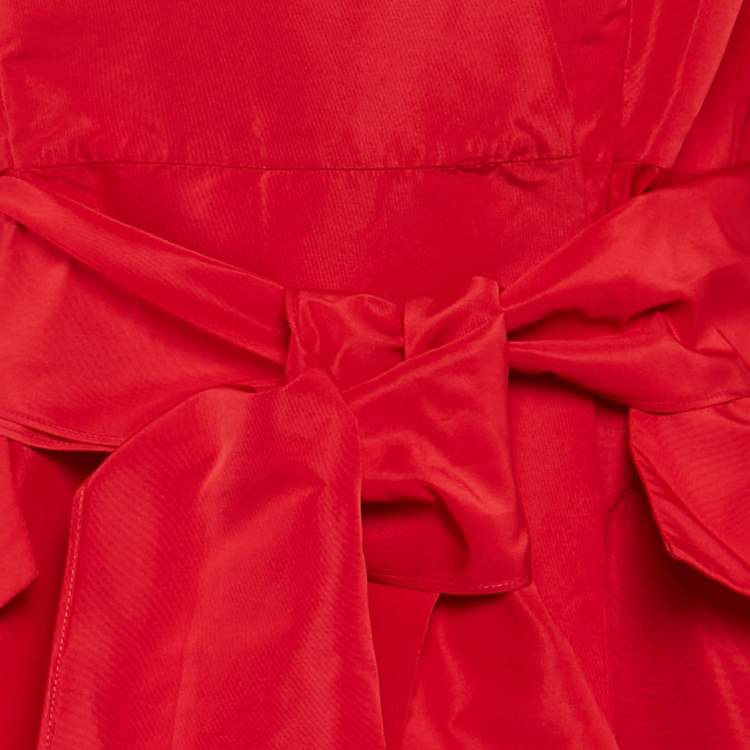 مملوكة مسبقًا CH Carolina Herrera Red Taffeta Wrap Maxi Dress XL