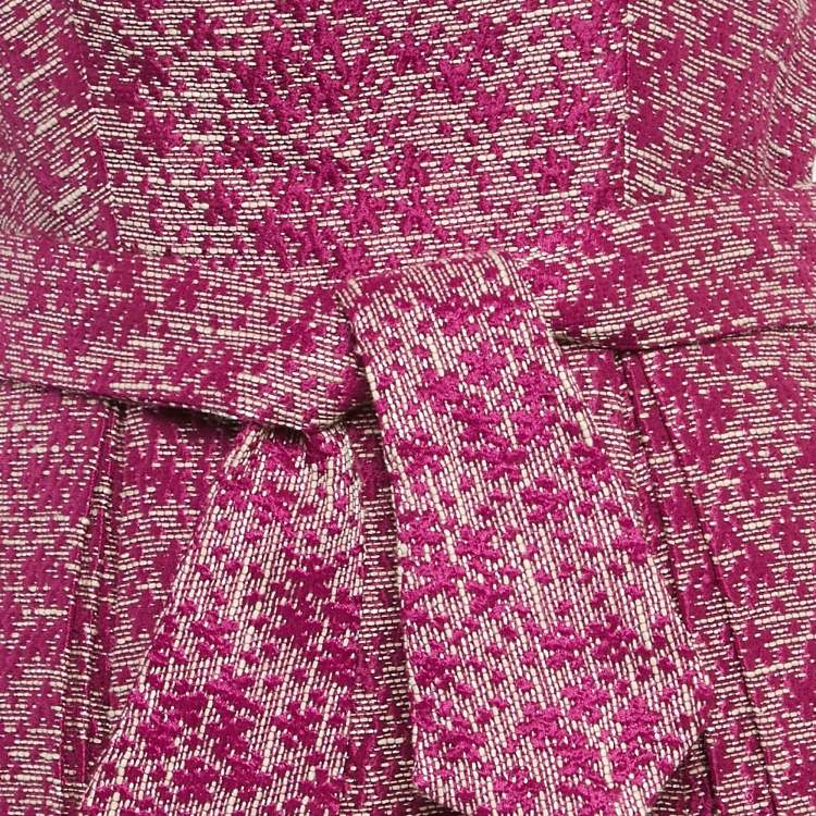 Pre Owned CH Carolina Herrera Pink Floral Jacquard Sleeveless Short Dress S
