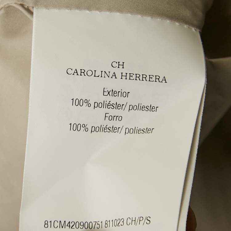 Pre Owned CH Carolina Herrera Beige Broderie Anglaise Eyelet Synthetic Zip-Up Jacket S
