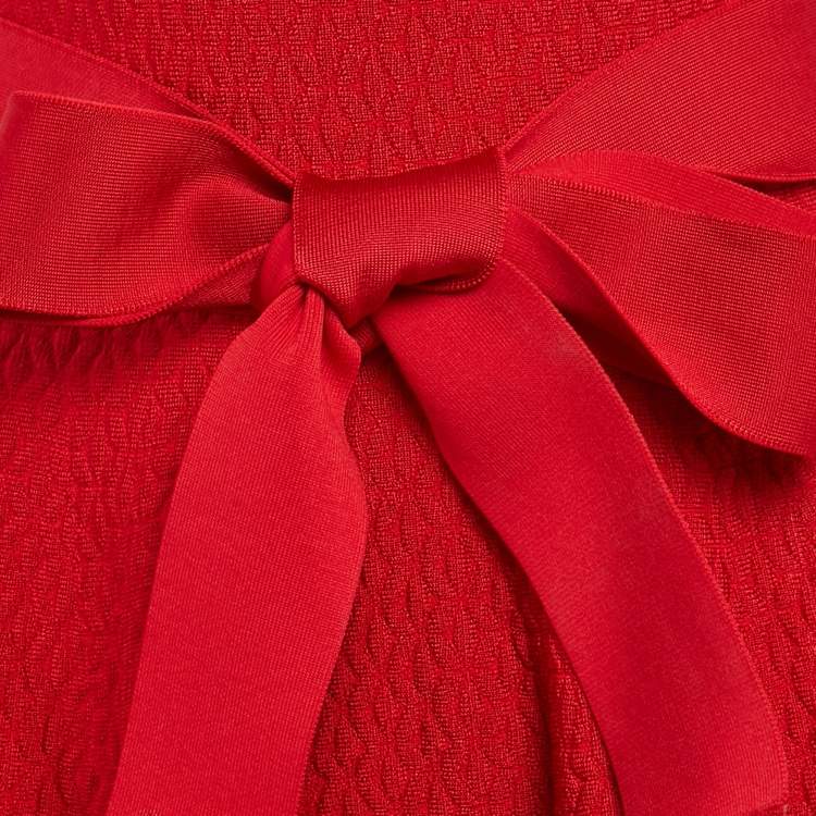 Pre Owned CH Carolina Herrera Red  Textured Knit Short Dress XS