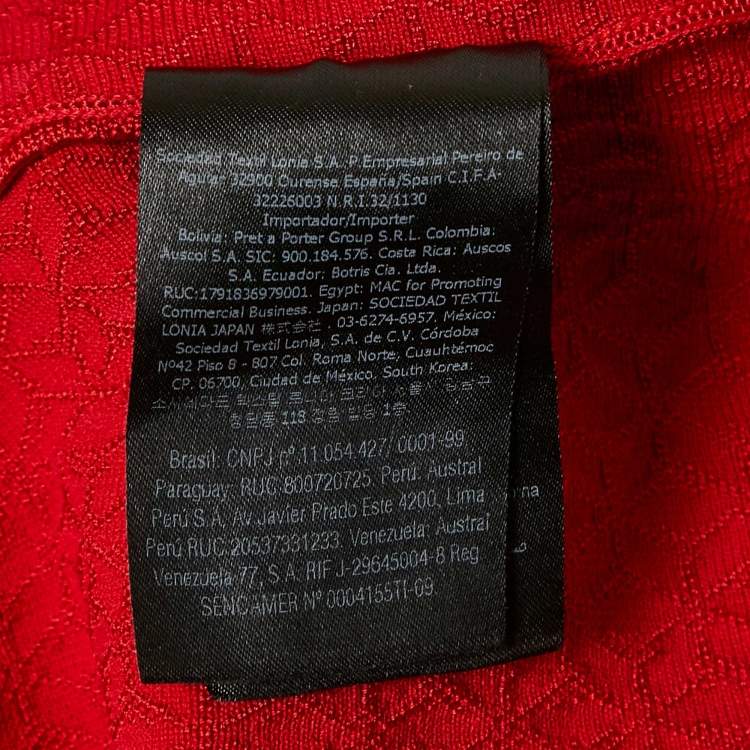 Pre Owned CH Carolina Herrera Red  Textured Knit Short Dress XS