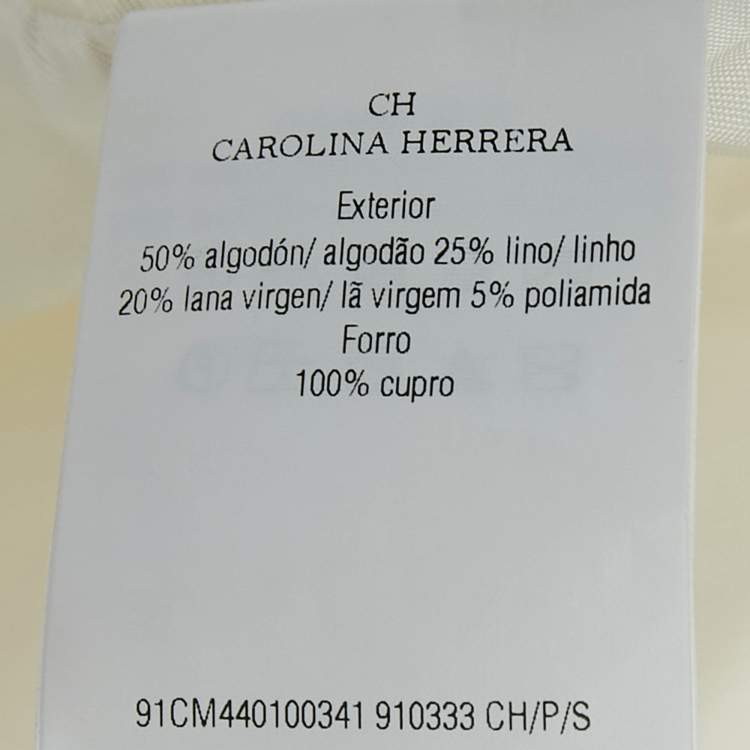 مملوكة مسبقًا CH Carolina Herrera Cream Gabardine Double Breasted Jacket S