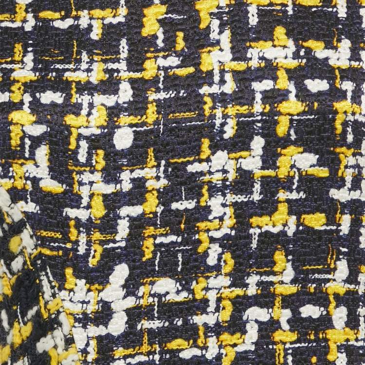 Pre Owned CH Carolina Herrera Navy Blue/Multicolor Tweed Sleeveless Midi Dress S