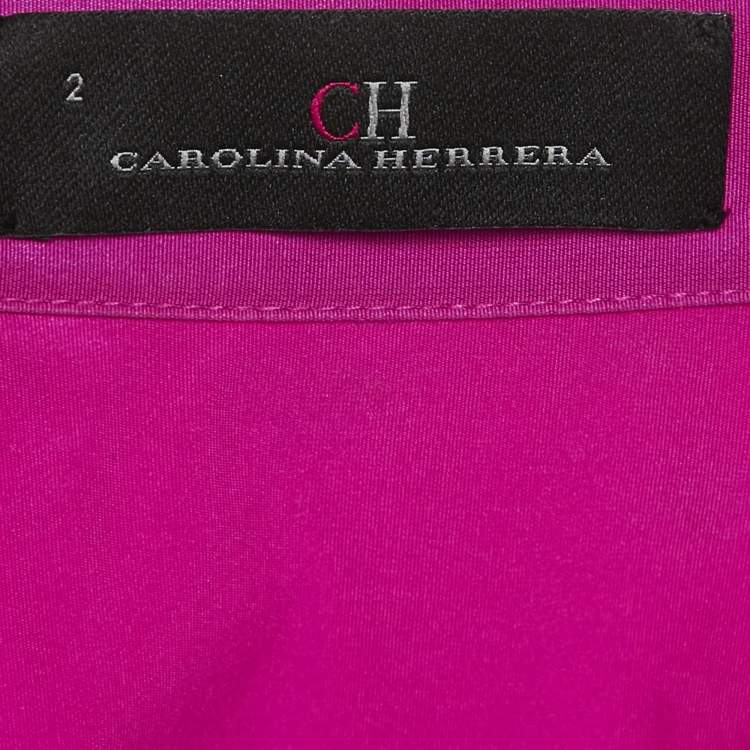 مملوكة مسبقًا CH Carolina Herrera Pink Nylon Button Front Midi Wrap Dress S