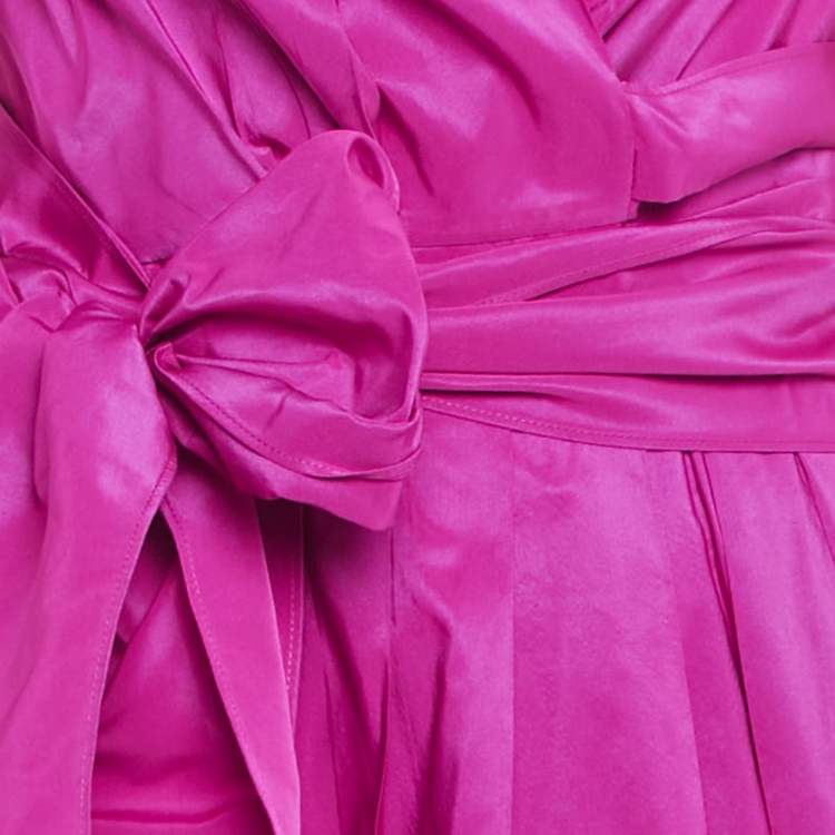 مملوكة مسبقًا CH Carolina Herrera Pink Nylon Button Front Midi Wrap Dress S