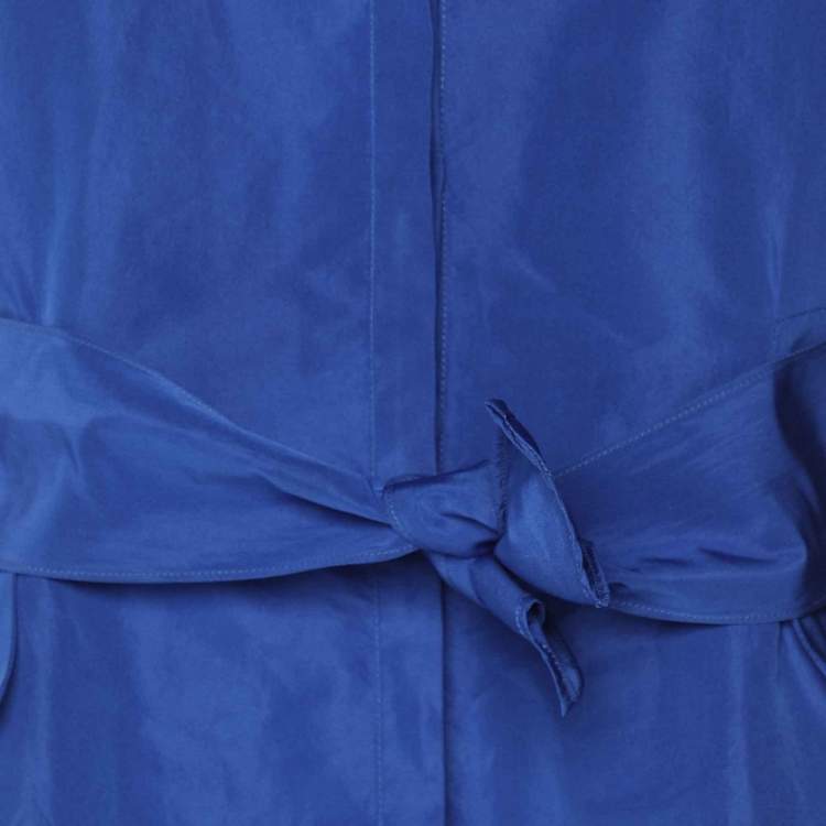 Pre Owned Carolina Herrera Royal Blue Taffeta Pocketed Flared Shirt Dress M