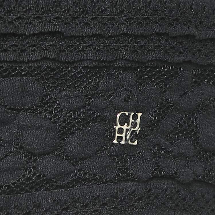 Pre Owned CH Carolina Herrera Black Lace Ruffled Top S
