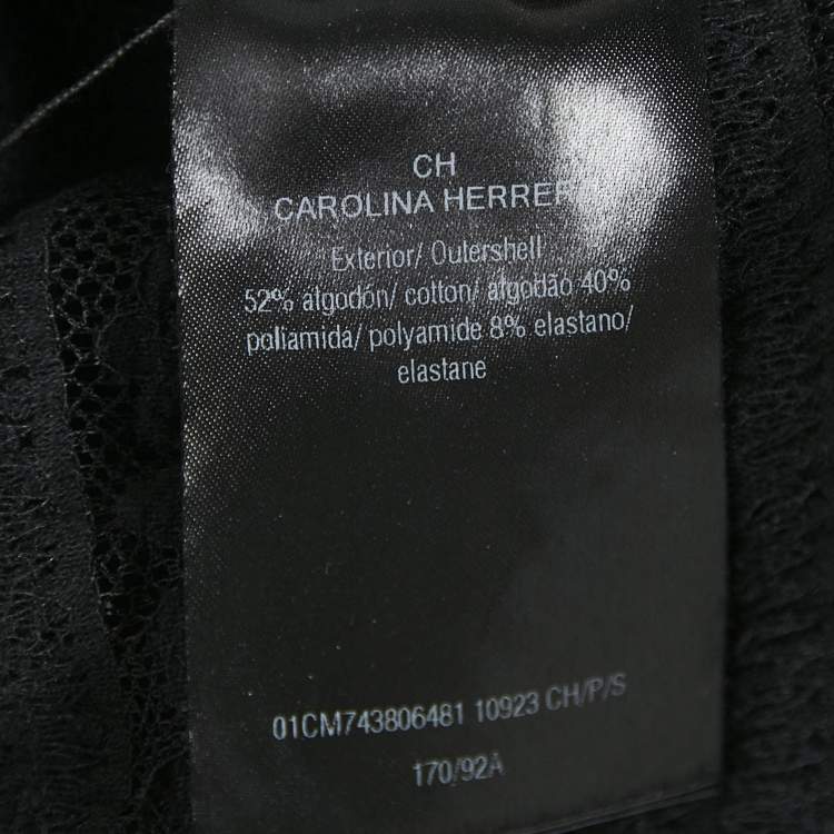Pre Owned CH Carolina Herrera Black Lace Ruffled Top S