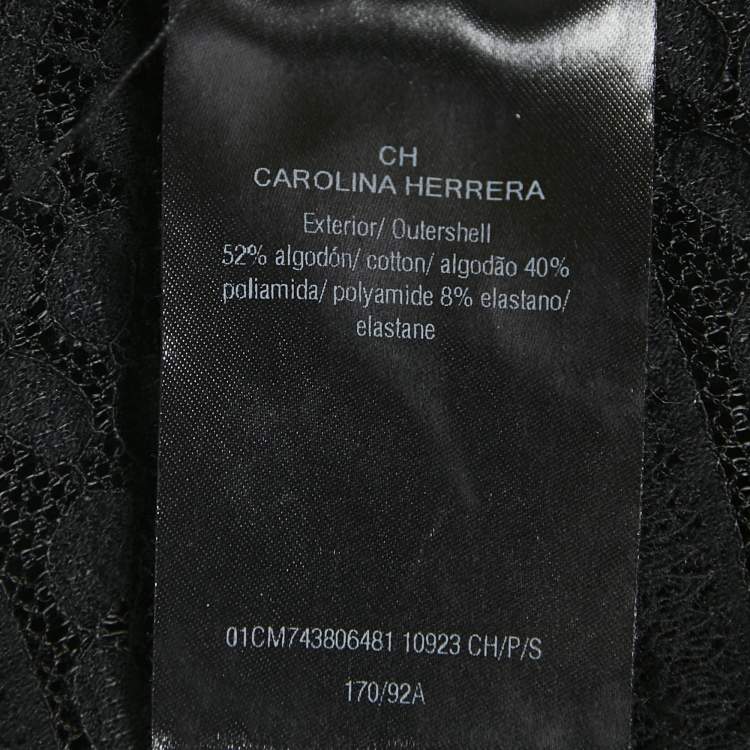 Pre Owned CH Carolina Herrera Black Lace Ruffled Top S