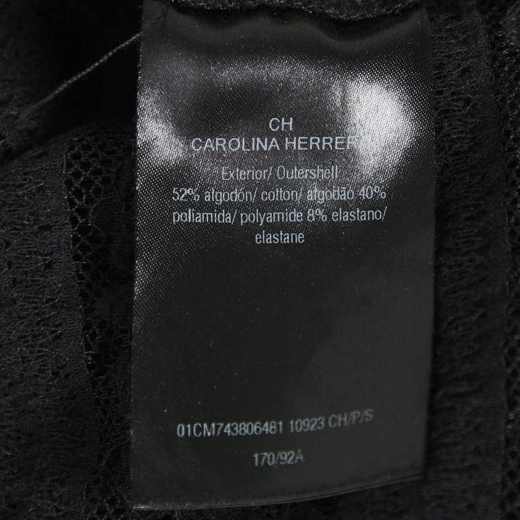 Pre Owned CH Carolina Herrera Black Lace Ruffled Top S