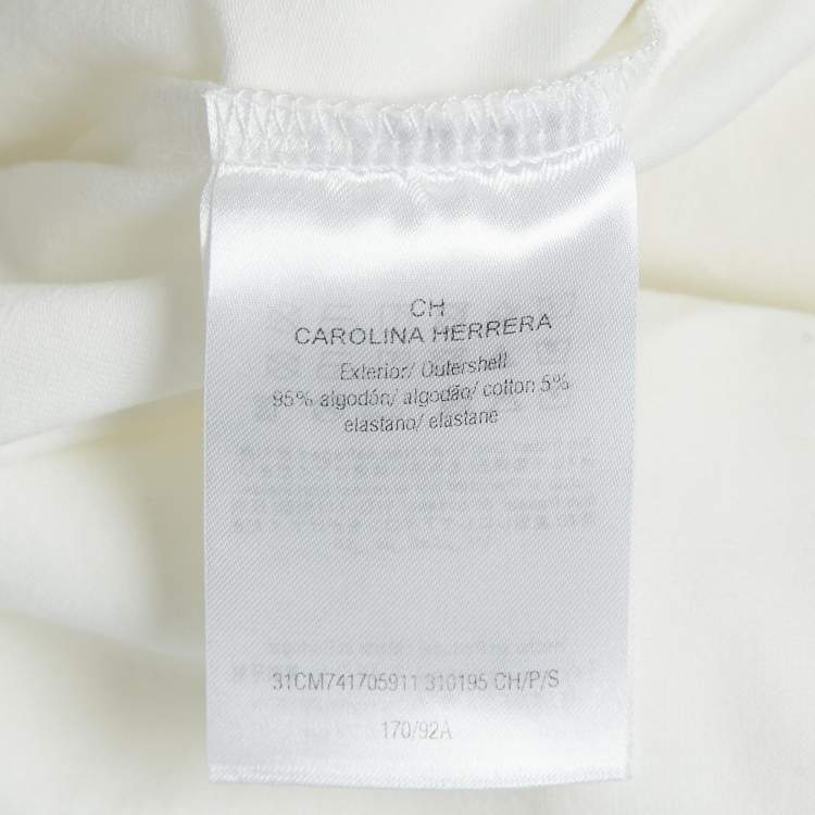 Pre Owned CH Carolina Herrera White Sequin Embroidered Jersey T-Shirt S