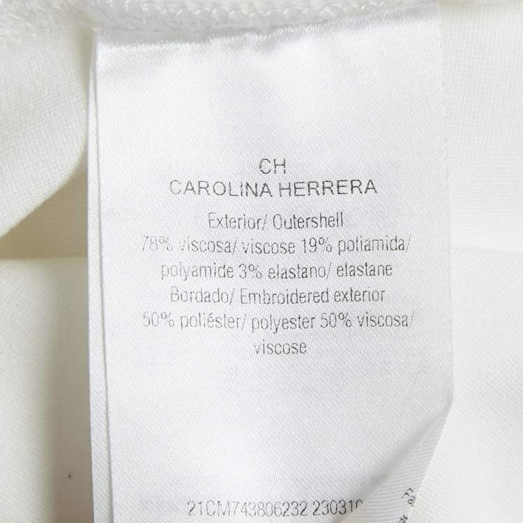 Pre Owned CH Carolina Herrera White Sequin Embroidered Jersey T-Shirt M